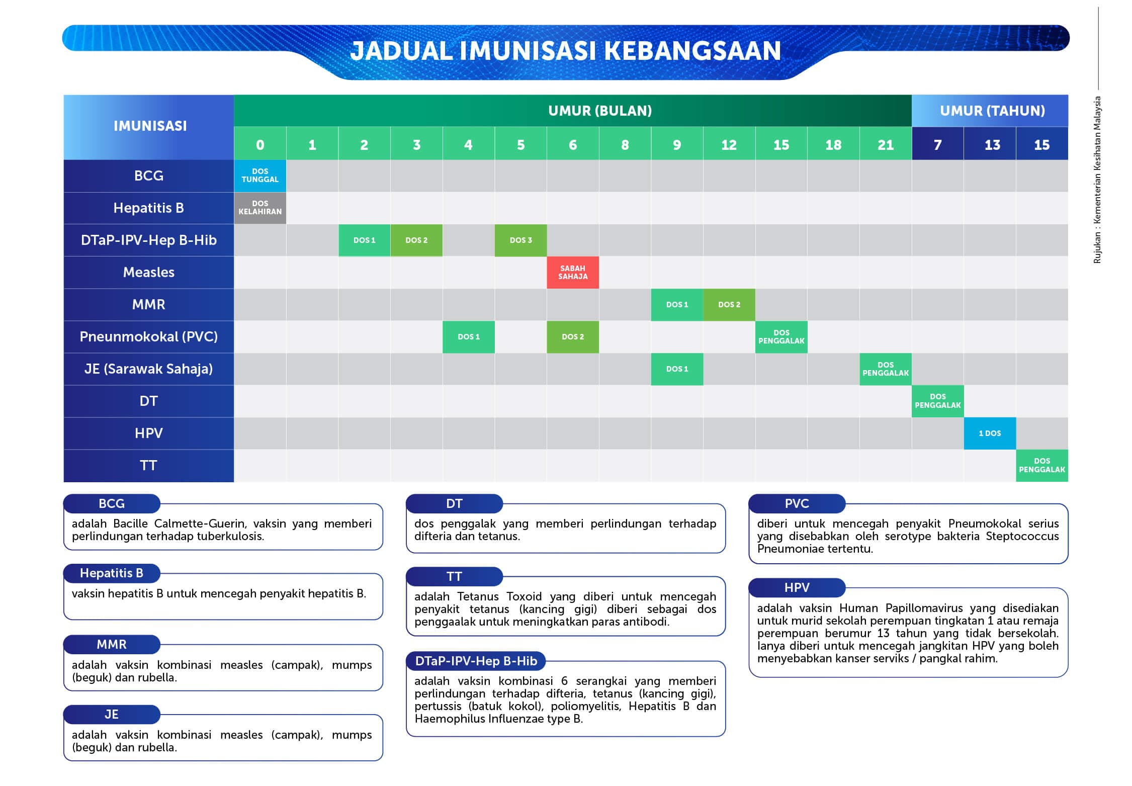 Infografik Jadual Imunisasi Bayi KKM